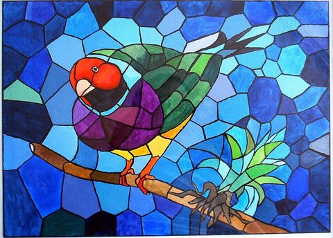 Vitral #1 - Pinzón gouldian